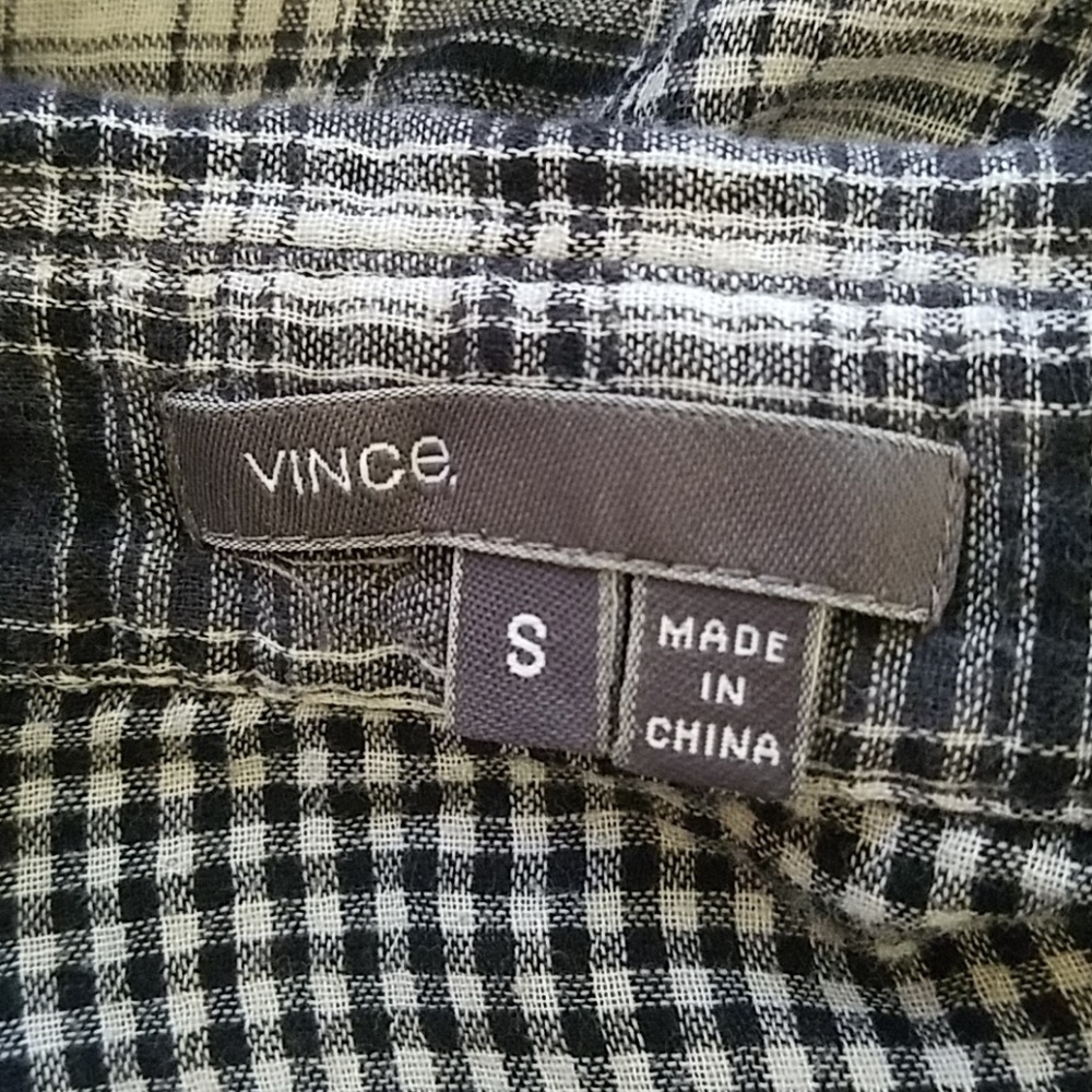Vince women S plaid blouse long sleeve button down top cotton western cowgirl - Picture 6 of 6